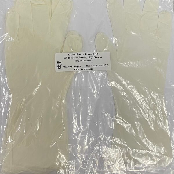Class 100 Nitrile White 12'' cleanroom gloves malaysia